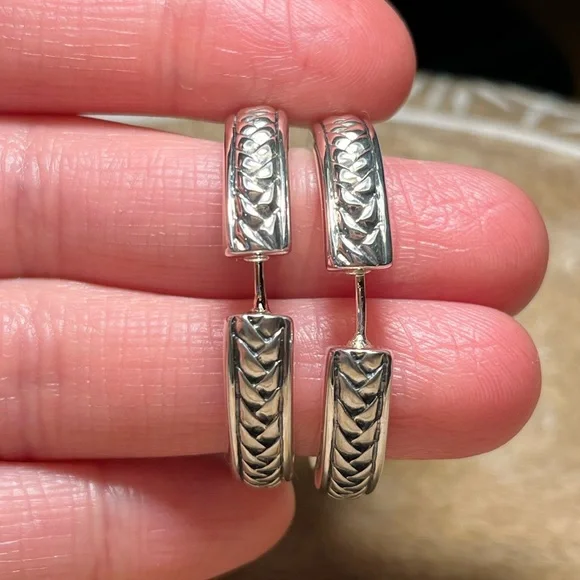 *SOLD* Scott Kay Basket Weave Hoop 925 Sterling Silver Earrings - Picture 14 of 16